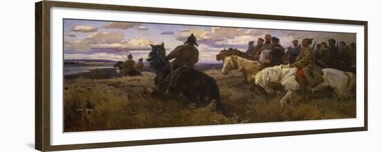 Russian Horsemen in the Steppe, 1957-V.V. Schatalin-Framed Giclee Print