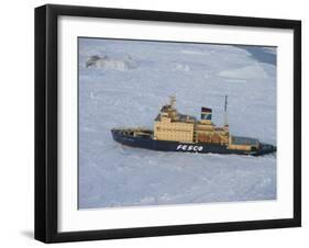 Russian Icebreaker, Seen from Helicopter Flight, Antarctica-Thorsten Milse-Framed Photographic Print