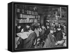 Russian Immigrants in London Library-null-Framed Stretched Canvas