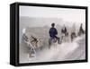 Russian Look of the Land Essay: Donkeys Carring Moslem Peasants on Dusty Road-Howard Sochurek-Framed Stretched Canvas