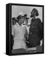 Russian Major Yuri A. Gagarin and Cuban President Fidel Castro, During July 26th Celebrations-null-Framed Stretched Canvas