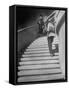 Russian Men Dressed in Tunics Standing on the Steps of a Workers Club-Margaret Bourke-White-Framed Stretched Canvas