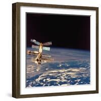 Russian Mir Space Station Seen from Aft Flight Deck of US Space Shuttle Atlantis During Docking-null-Framed Photographic Print