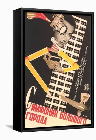 Russian Movieposter with Buikding-null-Framed Stretched Canvas