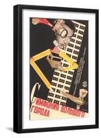 Russian Movieposter with Buikding-null-Framed Art Print