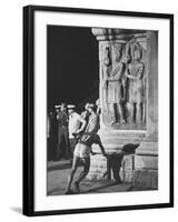 Russian Olympic Runner Rests on Constantines Arch, after Placing 4th in Marathon-null-Framed Photographic Print