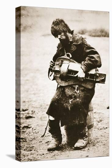 Russian Peasant Playing Hurdy Gurdy, C.1880S (Sepia Photo)-Russian Photographer-Stretched Canvas