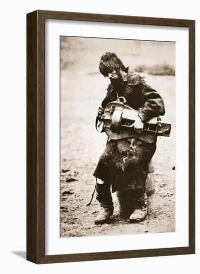 Russian Peasant Playing Hurdy Gurdy, C.1880S (Sepia Photo)-Russian Photographer-Framed Giclee Print