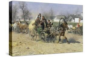 Russian Peasants Leaving a Horse Fair-Alfred von Kowalski-Wierusz-Stretched Canvas