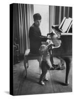 Russian Pianist Vladimir Ashkenazy and Son at Piano at Their Elegant Country Home-Ralph Crane-Stretched Canvas