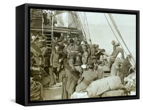 Russian pilgrims to Jerusalem aboard vessel in Beirut harbour, 1903-Carlton Harlow Graves-Framed Stretched Canvas