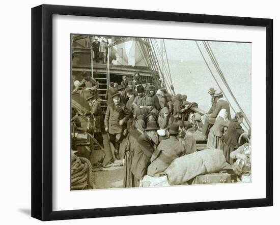 Russian pilgrims to Jerusalem aboard vessel in Beirut harbour, 1903-Carlton Harlow Graves-Framed Photographic Print