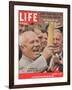 Russian Premier Nikita Khrushchev Holding Up Ear of Corn During Tour of US, October 5, 1959-Hank Walker-Framed Photographic Print