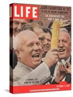Russian Premier Nikita Khrushchev Holding Up Ear of Corn During Tour of US, October 5, 1959-Hank Walker-Stretched Canvas