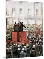 Russian Revolution (1917). Rally by Lenin and Leon Trotsky in St. Petersburg-null-Mounted Giclee Print