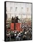 Russian Revolution (1917). Rally by Lenin and Leon Trotsky in St. Petersburg-null-Framed Stretched Canvas