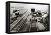 Russian Revolution, period of civil war: destruction of a railway track in 1918 (photo)-null-Framed Stretched Canvas