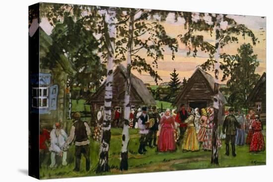 Russian Round Dance 1912-Boris Mikhailovich Kustodiev-Stretched Canvas