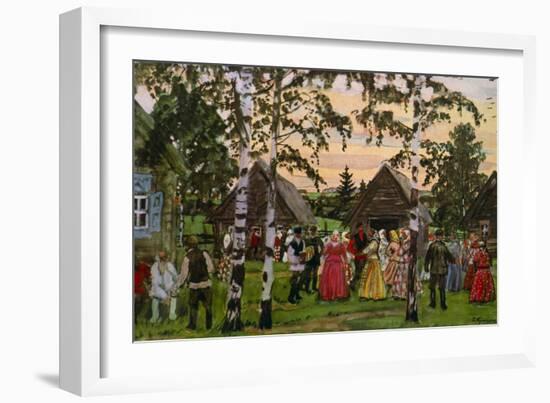 Russian Round Dance 1912-Boris Mikhailovich Kustodiev-Framed Giclee Print