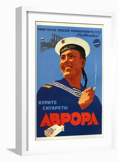 Russian Sailors of the Fleet Prefer Aroma Cigarettes-null-Framed Art Print