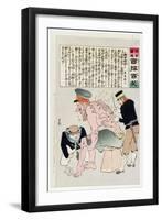 Russian Soldier Has His Wounds Attended to by Japenese Military Personnel-Kobayashi Kiyochika-Framed Giclee Print