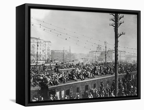 Russian Soldiers Traveling atop Train-null-Framed Stretched Canvas