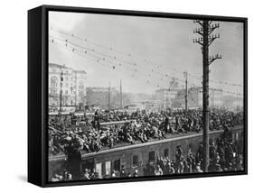Russian Soldiers Traveling atop Train-null-Framed Stretched Canvas