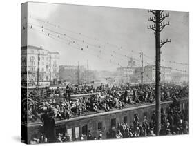 Russian Soldiers Traveling atop Train-null-Stretched Canvas