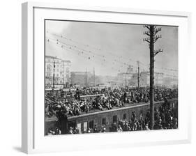 Russian Soldiers Traveling atop Train-null-Framed Photographic Print