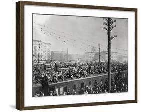 Russian Soldiers Traveling atop Train-null-Framed Photographic Print