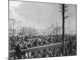 Russian Soldiers Traveling atop Train-null-Mounted Photographic Print