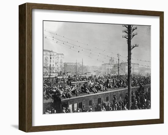 Russian Soldiers Traveling atop Train-null-Framed Photographic Print