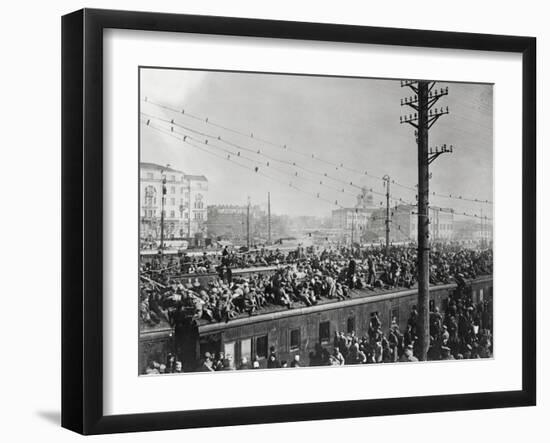 Russian Soldiers Traveling atop Train-null-Framed Photographic Print