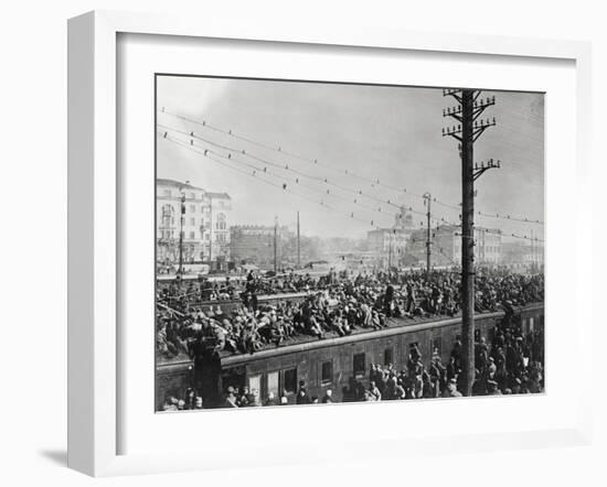 Russian Soldiers Traveling atop Train-null-Framed Photographic Print