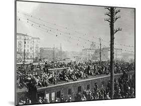 Russian Soldiers Traveling atop Train-null-Mounted Photographic Print