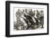 Russian Soldiers with Two Captured German I.G.18 Infantry Support Guns-null-Framed Photographic Print