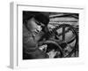 Russian Steel Worker Turning Gear Wheel in a Steel Mill-Margaret Bourke-White-Framed Photographic Print