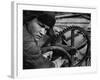 Russian Steel Worker Turning Gear Wheel in a Steel Mill-Margaret Bourke-White-Framed Photographic Print