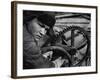 Russian Steel Worker Turning Gear Wheel in a Steel Mill-Margaret Bourke-White-Framed Photographic Print