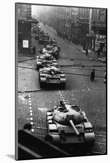 Russian Tanks on Budapest Street in 1956-null-Mounted Photographic Print