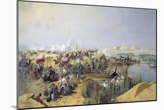 Russian Troops Crossing the Amu Darya River, 1873-Nikolai Karasin-Mounted Giclee Print