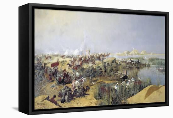 Russian Troops Crossing the Amu Darya River, 1873-Nikolai Karasin-Framed Stretched Canvas