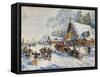 Russian village in winter,-null-Framed Stretched Canvas