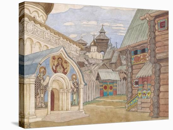 Russian Village, Stage Design for the Opera the Tale of Tsar Saltan-Ivan Yakovlevich Bilibin-Stretched Canvas