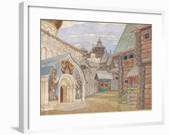 Russian Village, Stage Design for the Opera the Tale of Tsar Saltan-Ivan Yakovlevich Bilibin-Framed Giclee Print