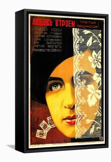 Russian (Woman Face/Cards)-null-Framed Stretched Canvas