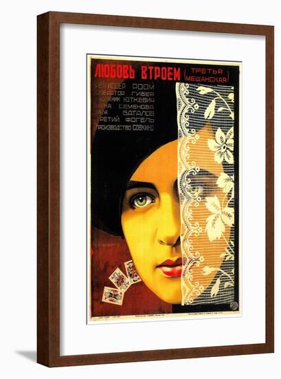 Russian (Woman Face/Cards)-null-Framed Art Print