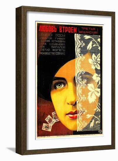 Russian (Woman Face/Cards)-null-Framed Art Print