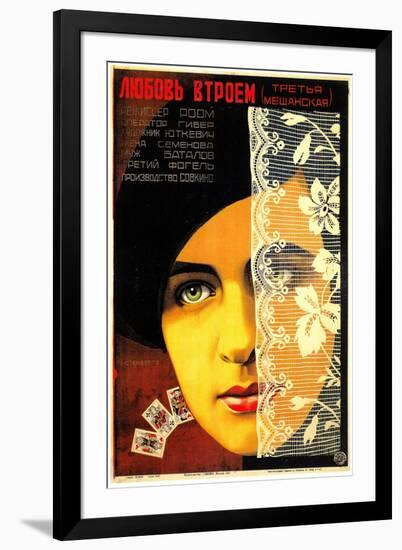 Russian (Woman Face/Cards)-null-Framed Art Print