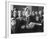 Russian Woman Grimly Holding a Slab of Meat as Other Peasant Women Staunchly Stand by in Siberia-Margaret Bourke-White-Framed Photographic Print